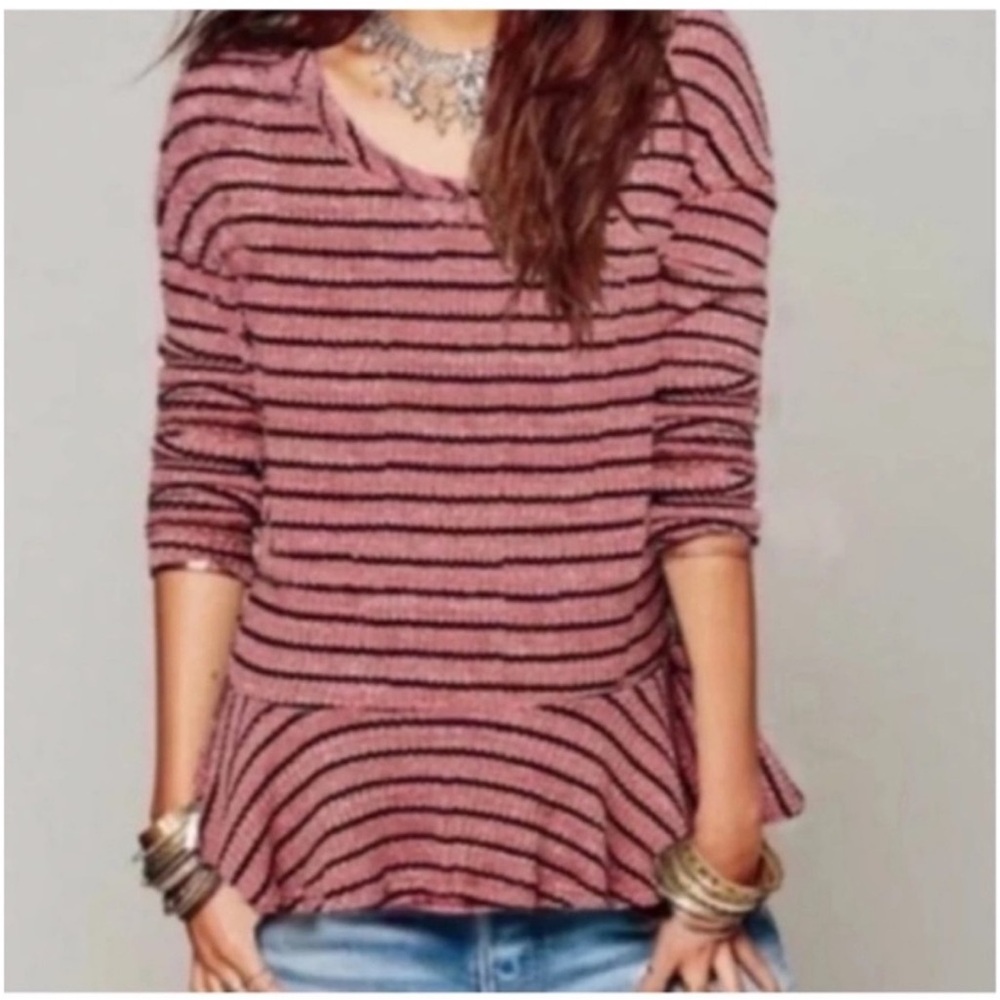 Free people Striped Pink and Black Women's Top SP